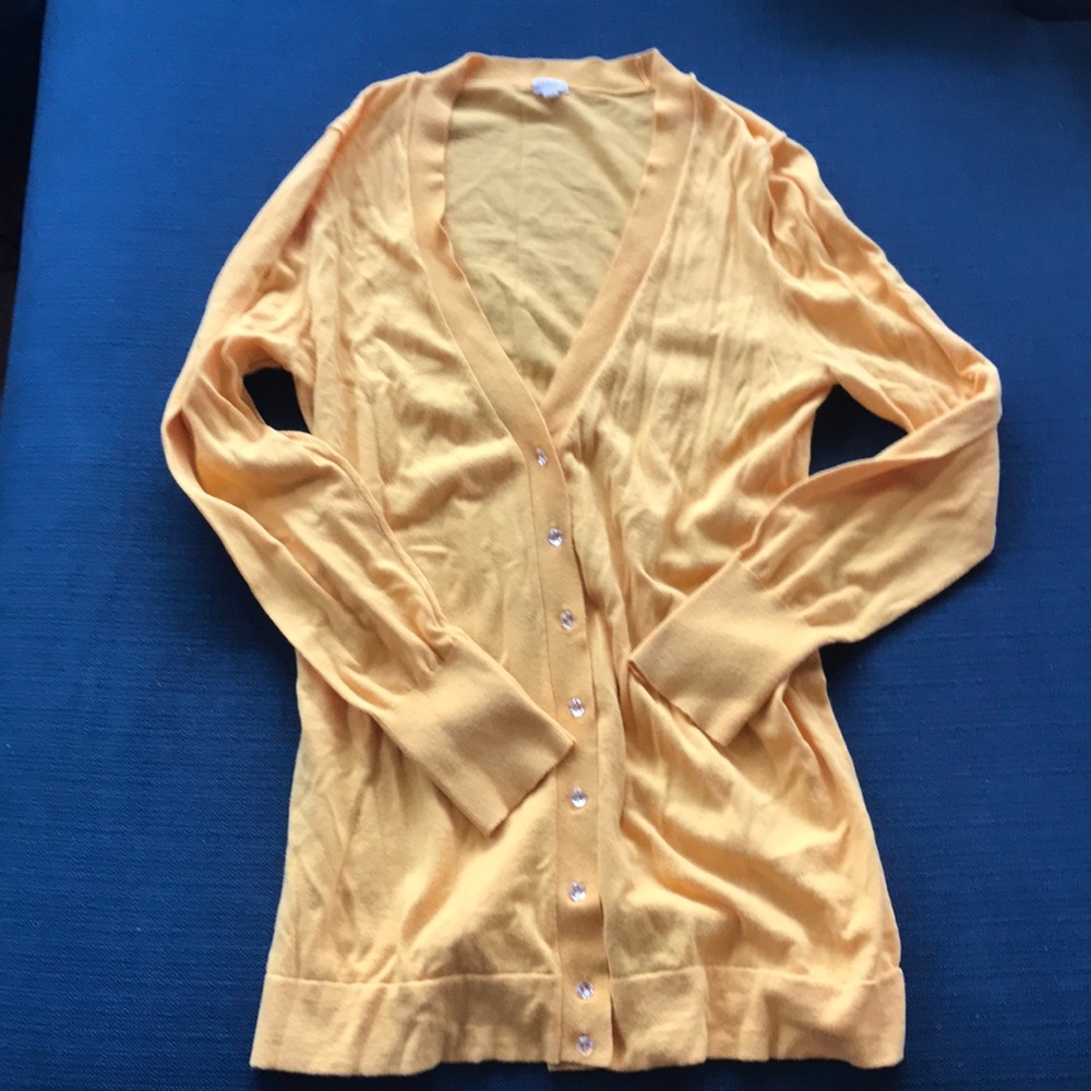 Long V-neck sweater with crystal buttons